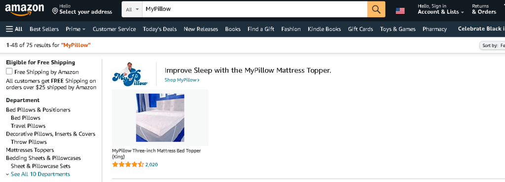 My pillow store website