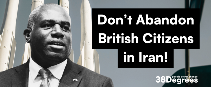David Lammy superimposed on a background of missiles. 