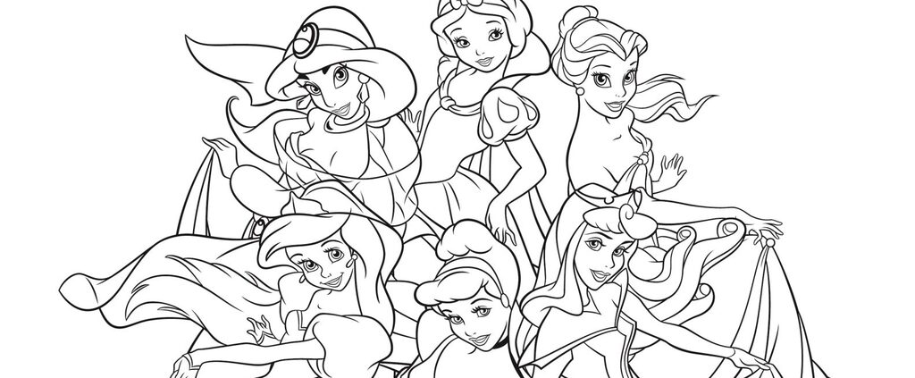 disney princess black and white coloring pages