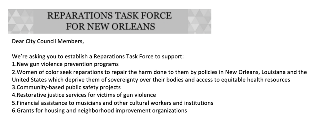 Reparations Task Force for New Orleans | MoveOn