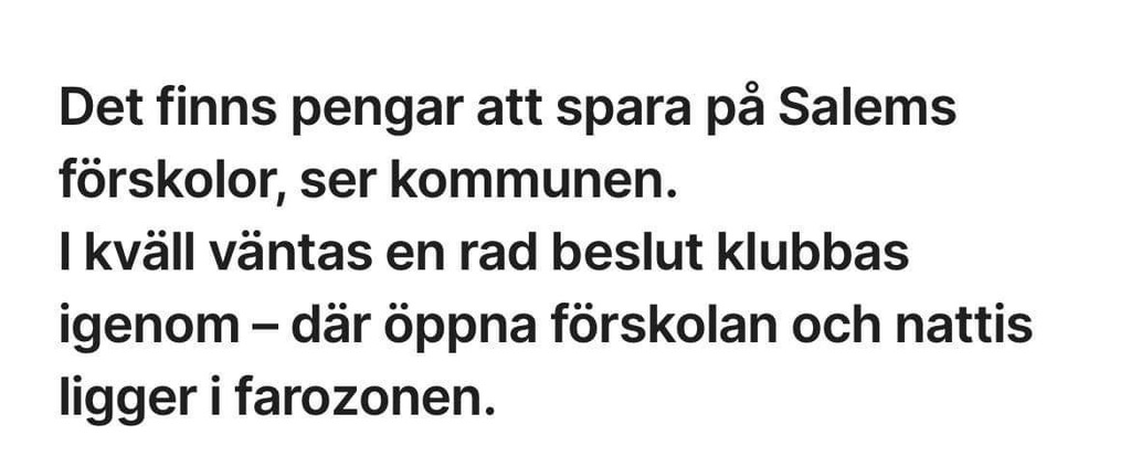 Stoppa Nedskärningar Utav öppna Förskolan Och Annan Barnomsorg I Salems Kommun Mittskifte 